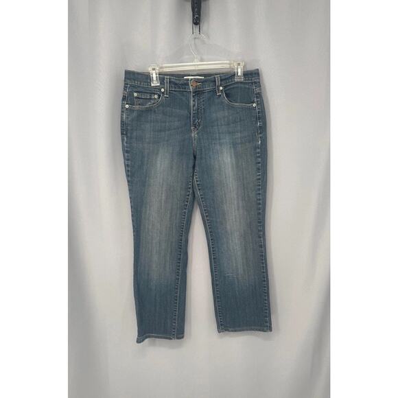Levis 505 Jeans Womens 10 Short Blue Medium Wash Straight Leg Stretch - Picture 1 of 10